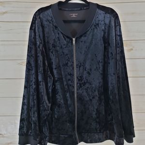 Catherines Black Velour Zip Up Jacket 5X